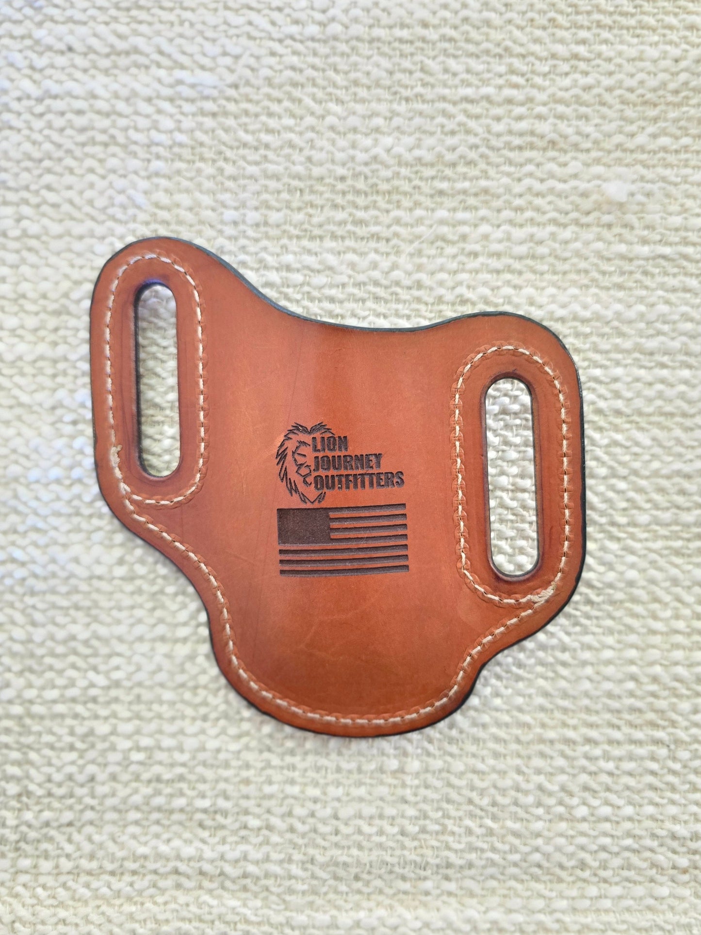 Handcrafted Leather Folding Knife Belt Slide – Brown Basket Weave