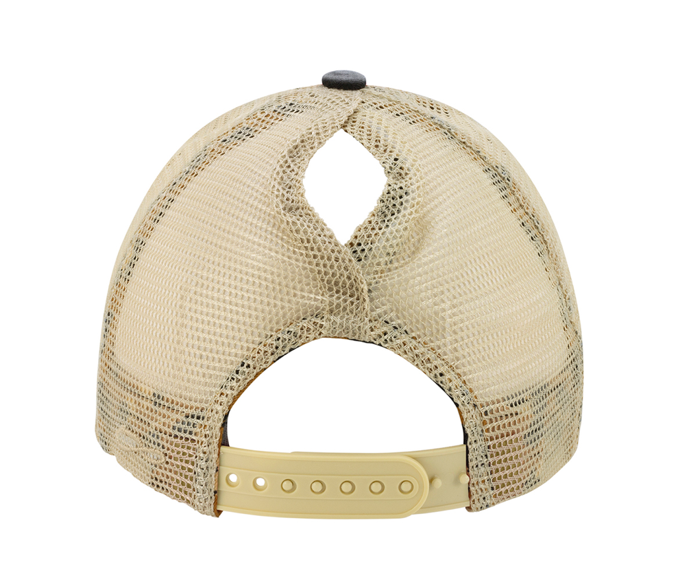 Sage Green Trucker Hat with New Mexico Heart Patch – Adjustable Mesh Back Ponytail Cap for Women