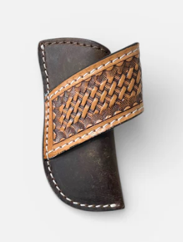 Basketweave tooled leather sheath