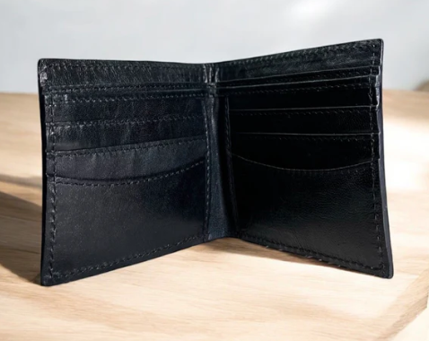 Basketweave tooled leather men’s wallet