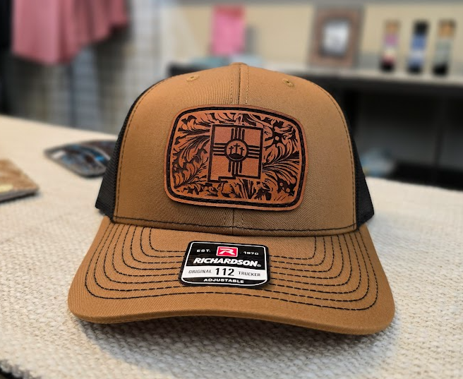 112 Caramel/Black tooled three crosses tan