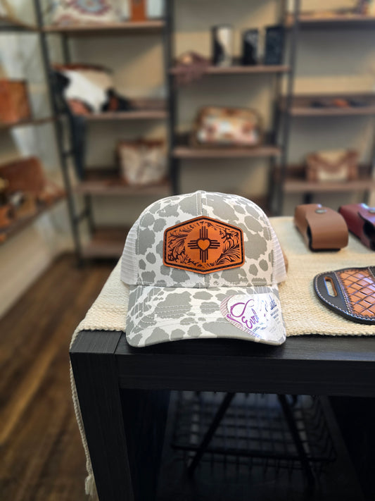 Infinity Her hat tan leather patch with Zia