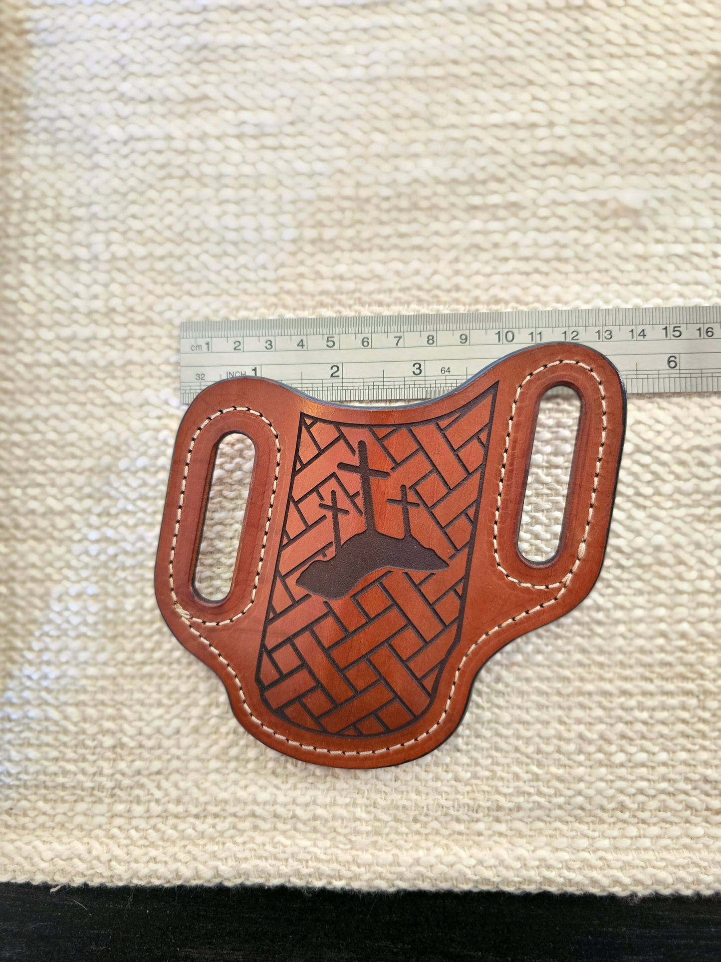 Handcrafted Leather Folding Knife Belt Slide – Three Crosses