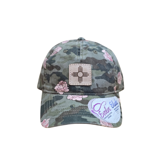 Floral Camo Ponytail Hat with Zia Patch