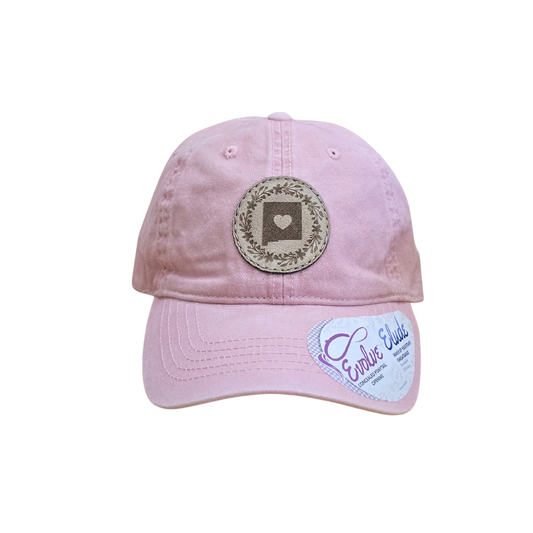 Dusty Pink Ponytail Hat with Suede New Mexico Heart Patch – Adjustable Women’s Baseball Cap