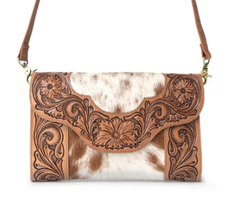 Vinebloom Carve Hand tooled Bag in Sienna Frost