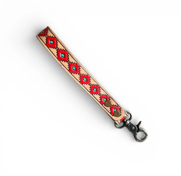 Aztec tooled leather wristlet band