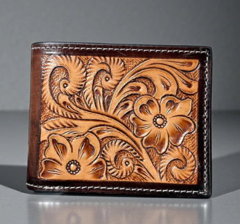 Tooled leather men’s wallet