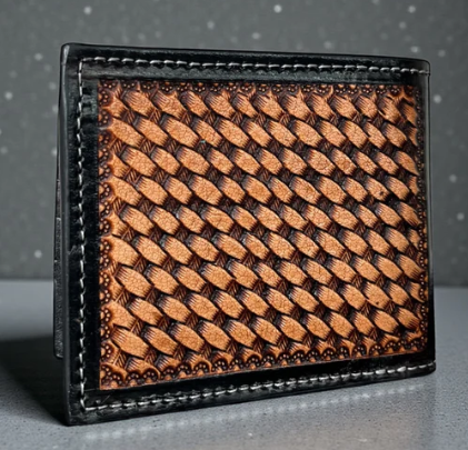 Blossom tooled leather wallet