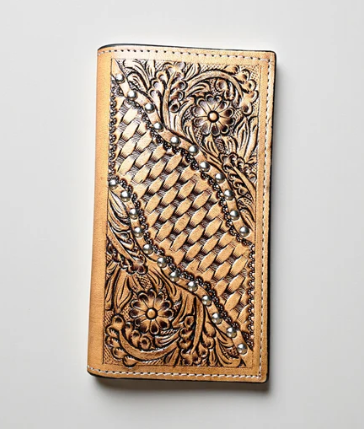 Tooled leather & cowhide men’s wallet