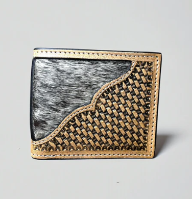 Tooled leather & cowhide men’s wallet