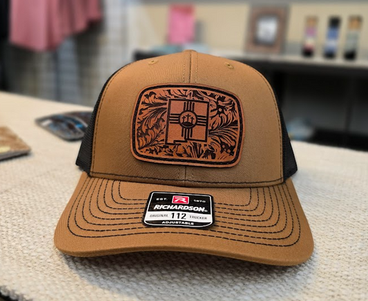 112 Caramel/Black tooled three crosses tan