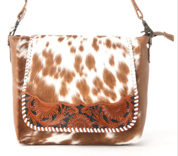 Frontier Drift Hair on Leather Concealed Carry Bag in Canyon Brindle